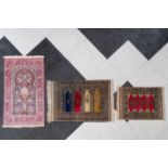 Three Pakistani and Indian rugs with various designs, a.o. Kashmir, wool, cotton and silk, 20th C.