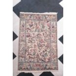 An oriental Persian style rug with hunting scenes, wool on cotton, possibly Pakistan, 20th C.