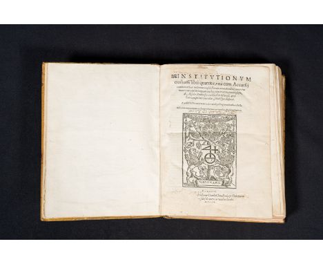Egidio Perrino (Gilles Perrin, 16th C.): 'Institutionum ciuilium libri quatuor', Paris, 15804to.    Full title: 'Institutionu