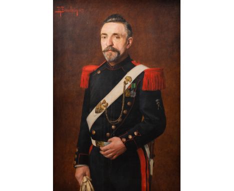 Raphael Bauduin (1870-1956): Portrait of an army officer, oil on canvas, dated 1899Work: 87 x 60,5 cm  Frame: 109 x 82 cm    