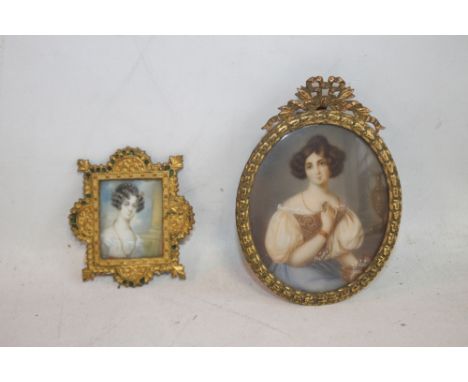 TWO FRAMED AND GLAZED PORTRAIT MINIATURES OF LADIES  (2)
