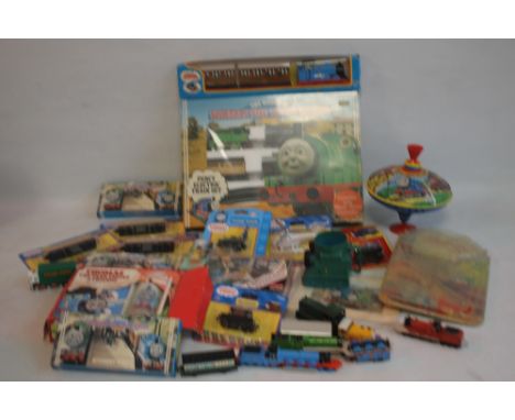 A COLLECTION OF THOMAS THE TANK ENGINE RELATED ITEMS, to include Hornby 'Percy' Electric Train Set and various accessories bo