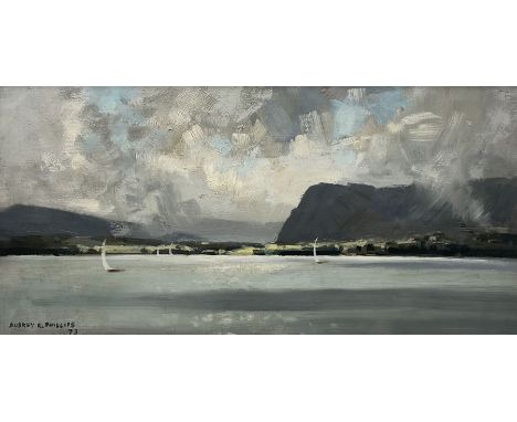 Aubrey R Phillips (British 1920-2005): 'Bright Interval - Derwentwater', oil on panel signed and dated '73, titled verso 28cm