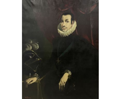 Doris Clare Zinkeisen (Scottish 1898-1991): Portrait of a 17th century Portuguese Gentleman Wearing a Templar Cross, oil on c