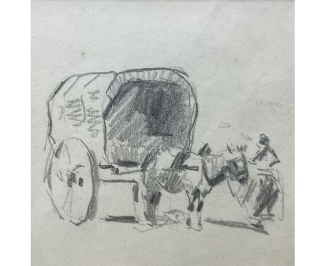 Fred Lawson (British 1888-1968): Traveller with Horse and Cart, pencil sketch unsigned 10cm x 10cm