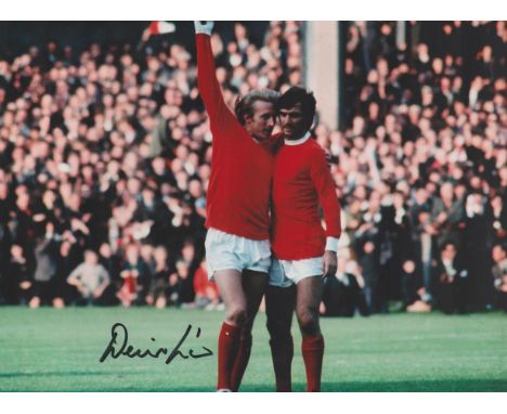 Football, Denis Law signed 10x8 colour photograph pictured whilst playing for Manchester United. Law spent 11 years at Manche