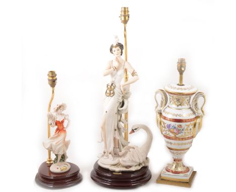 Two Giuseppe Armani Florence figural table lamps, the largest 61cm including base and fittings; and a Continental porcelain t