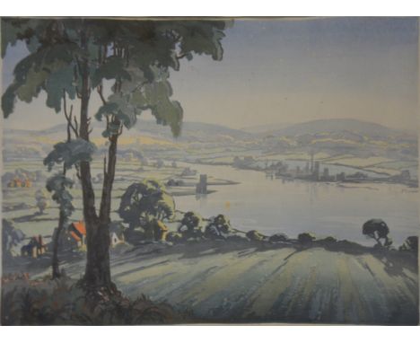 Cavendish and Concord Morton, Medina Valley, Isle of Wight, signed in pencil by both artists, colour lithograph, 39 x 51cm, f