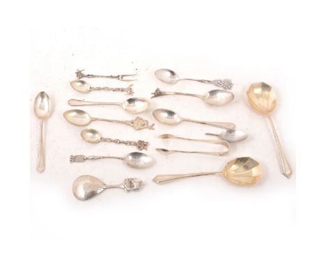 Quantity of silver flatware, eleven silver teaspoons with golf club motif by Walker &amp; Hall, Sheffield 1932/33, another si