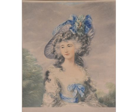 After Sydney E Wilson, Woman in a broad rimmed hat, signed in pencil, blindstamp, mezzotint, 32cm x 25cm, framed and glazed; 