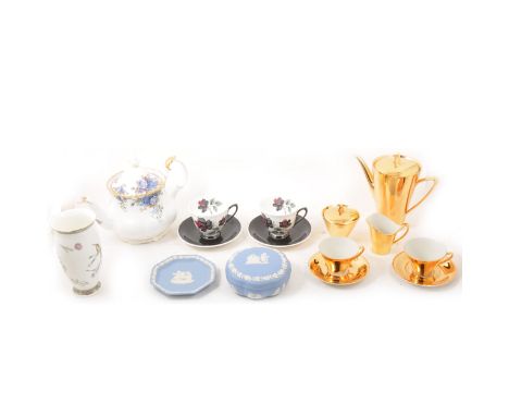 A quantity of part tea sets, decorative plates, and other decorative ceramics, including Royal Albert 'Masquerade' pattern pa