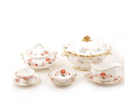 Royal Crown Derby, 'Bali' pattern part dinner and tea service, and a Crown Derby 'Normandi' pattern covered tureen.
