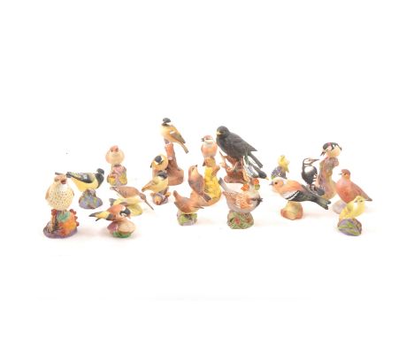 Royal Adderley Floral - Canary and Magpie, Royal Worcester - Great Tit (3335), Pied Woodpeckers (3363), Thrush (3234), Linnet
