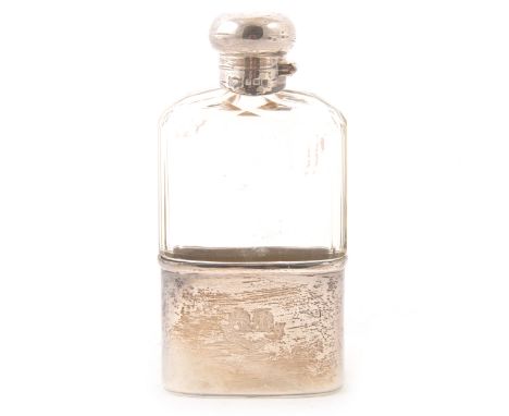 Edwardian silver-mounted cut glass hip flask, by Mappin &amp; Webb, Birmingham 1908, 16cm, detachable cup base, bayonet fitti