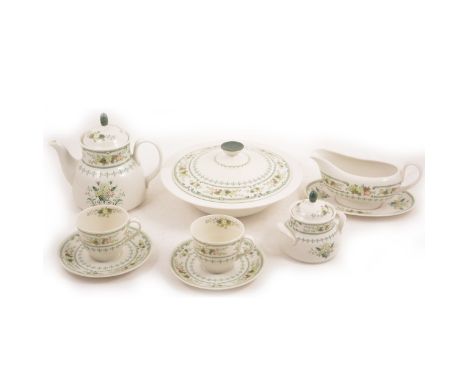 Royal Doulton - A "Provencal" part dinner and tea service, comprising plates, bowls, gravy boat and saucer, tureens, teapot, 
