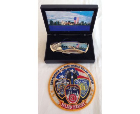 Commemorative penknife and patch for World Trade Center 9/11.  