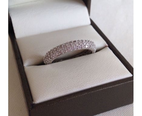 925 silver crystal encrusted full eternity ring, size S.  
