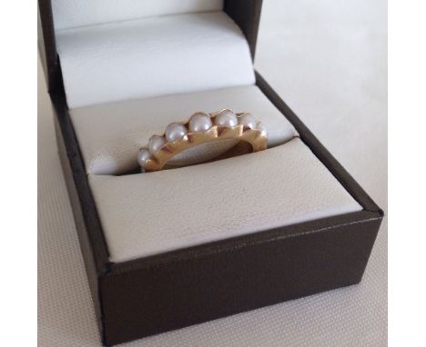 9ct gold and pearl full eternity ring 'Peas in a Pod', size N.  