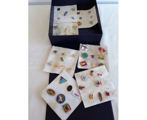 A collection of enamel badges to include Aviation shows.  
