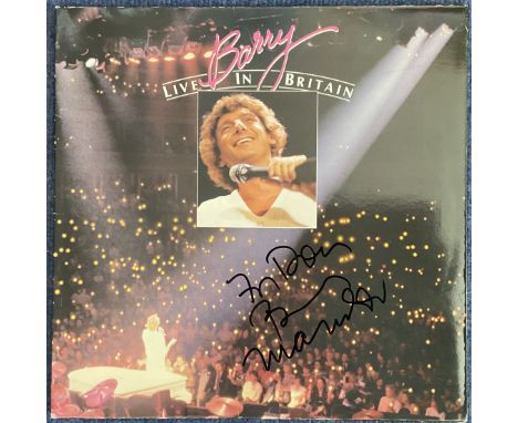 Barry Manilow signed Live in Britain vinyl record cover complete with LP disc signed on the front in black marker pen with de