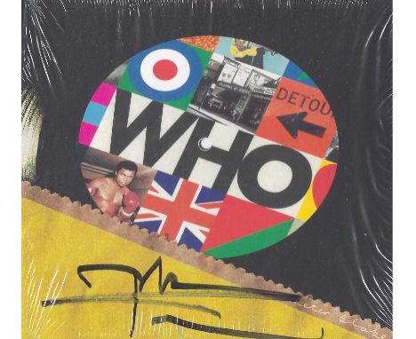 Pete Townsend signed The Who CD case, complete with disc, signed in black marker pen. This 2019 album is signed by the guitar