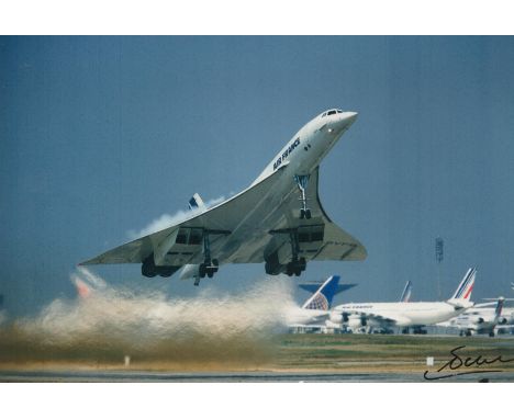 Concorde French Test Pilot Gilbert Defer. 8x12 inch photo signed by early French test pilot, Gilbert Defer, who along with An