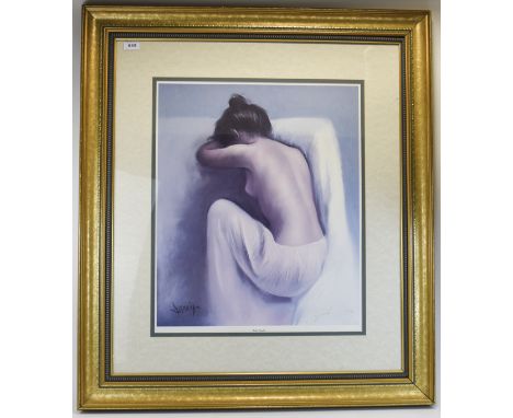 Domingo Pencil Signed Ltd and Numbered Edition Giclee / Lithograph Print. Titled ' Hidden Thoughts ' No 165 of 850. Mounted a