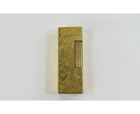 Dunhill Gold Plated Lighter, engine turned case with original box