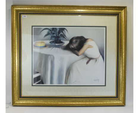 Domingo - Pencil Signed Ltd and Numbered Edition Giclee / Lithograph Print. Titled ' Hidden Moments ' Num 273 / 850. Mounted 