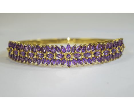 Amethyst Marquise Cut Bangle, the marquise cut, rich purple, Zambian amethysts set as a floral cluster to the centre front, f