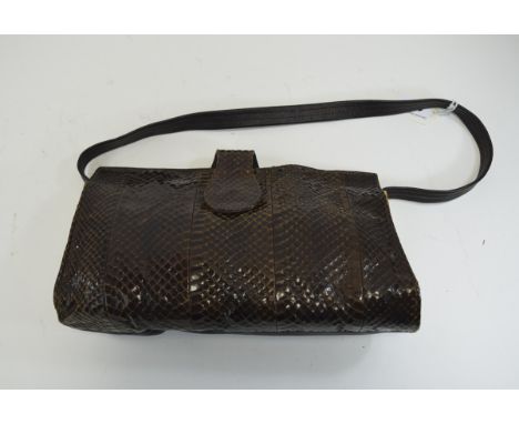 A Vintage Jane Stilton Snakeskin Handbag. 11 Inches Wide & 7 Inches High. 