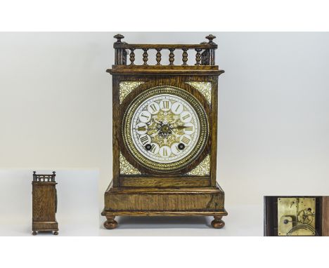 Winterhalder and Hofmeier Architectural Oak Cased 8 Day Pendulum Mantel Clock In Aesthetic Style. c.1880. Marked W & H to Mov