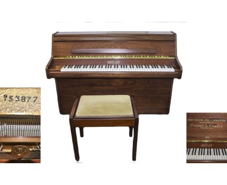 Bentley - Very Good Quality Upright Piano, Serial No 153877 with Piano Stool - Please See Photo. Wonderful Condition, Needs T