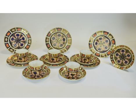 Royal Crown Derby Old Imari Pattern ( 18 ) Piece Quality Tea Service. Pattern 1128, Comprises 6 Trios. c.1913 & 1914. All Pie