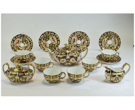 Royal Crown Derby Early Imari - Traditional Pattern ( 15 ) Piece Tea Service, Comprises Tea Pot, Milk Jug, Sugar Bowl, 6 Cups