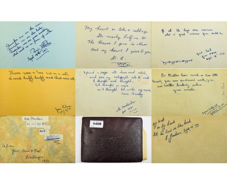 Vintage Autograph Book With unrecognised signatures, usually accompanied with a verse or saying