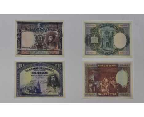 El Banco De Espana 1000 Mil Pesetas Bank Note, Date Madrid 1928, Serial Number 1.221.401, Blue on Multi-Colour Under print Po