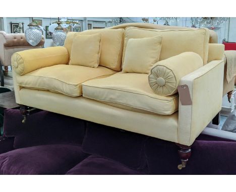 GEORGE SMITH SOFA, 186cm W x 85cm D, model 'Regency' in yellow fabric. 