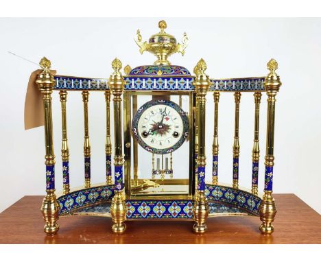 MANTLE CLOCK, contemporary, cloisonné and gilt metal, 50.5cm x 19cm x 47.5cm. 