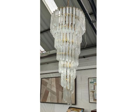MURANO SPIRAL CHANDELIER, vintage quadedri glass drops, on gilt metal frame, 56cm x 145cm drop. 