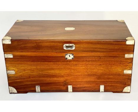 CAMPHORWOOD TRUNK, 19th century Chinese export brass bound with rising lid and carrying handles, 103cm x 52cm x 48cm H. 