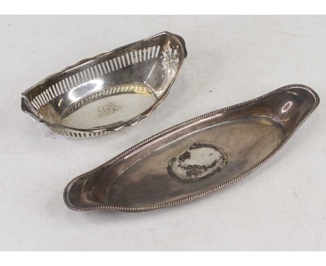 A Victorian silver pin tray, of twin handled oval shape, London 1897, William Hutton &amp; Sons Ltd, 5.4ozt; together with a 