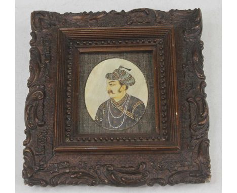 A 19th century Indian mughal portrait miniature on ivory, 6.5x5cm.  Ivory submission ref. GPM4K5AN