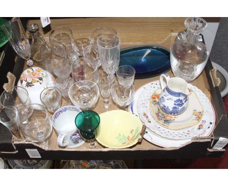 A collection of 19th century and later glassware and ceramics, to include a German ribbon plate and a Carltonware leaf dish 