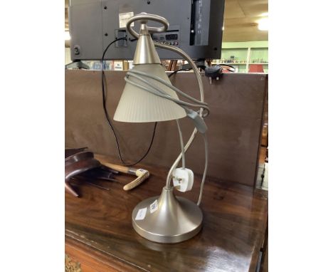 MODERN CHROME TABLE LAMP WITH GLASS SHADE