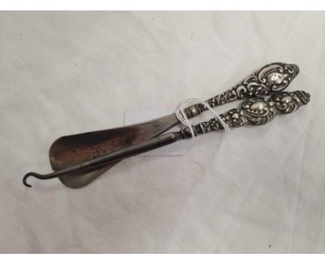 SILVER HANDLED BUTTON HOOK &amp; SHOE HORN