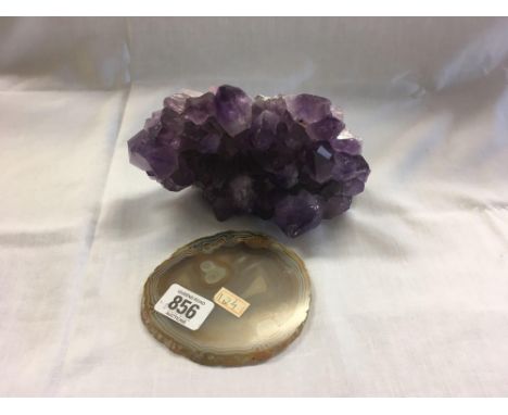 AMETHYST CRYSTAL &amp; A SLAB OF AGATE