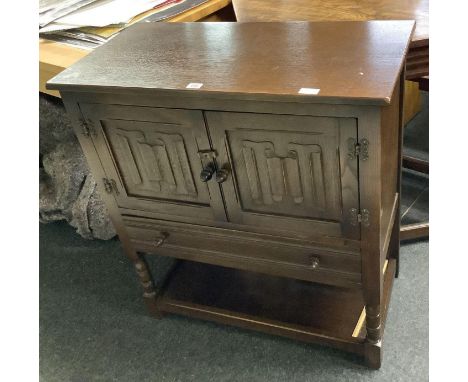 LINEN FOLD CUPBOARD WITH SHELF &amp; DRAWER UNDER, 31" WIDE