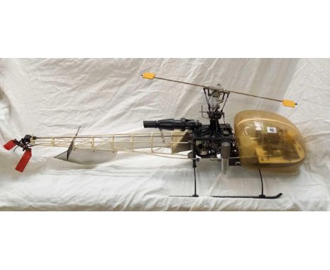 R.C ALOUETTE HELICOPTER WITH ENGINE, NO MAIN ROTOR BLADES, NOT KNOWN IF WORKING