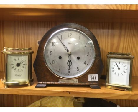 SMITH'S ENFIELD MANTLE CLOCK &amp; 2 CARRIAGE CLOCKS